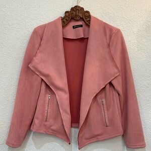 Chic Pink Women's Blazer with Zipper Pockets